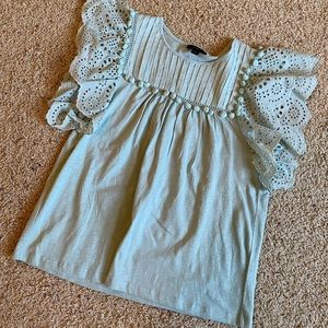 EUC J.Crew Eyelet Pom Pom Tee
